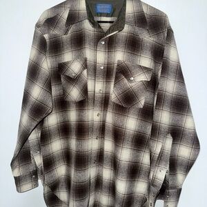 Pendleton Western Wear Wool Shirt - Brown and Cream